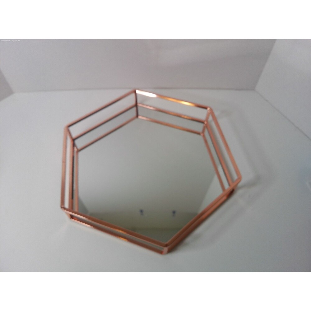 Hexagon Rose Gold Mirrored Tray
